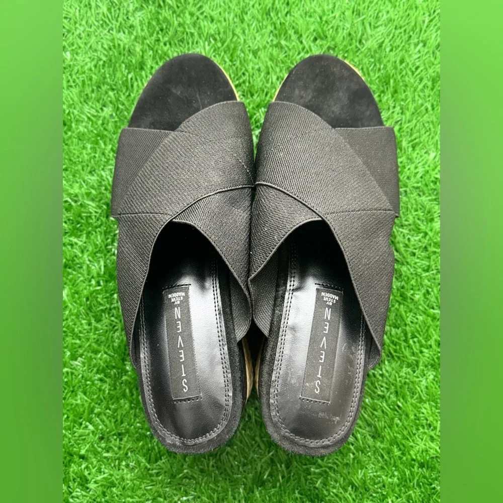 Steven by Steve‎ Madden Kaycee Black Fabric Espadrille Sandals Size 8.5M